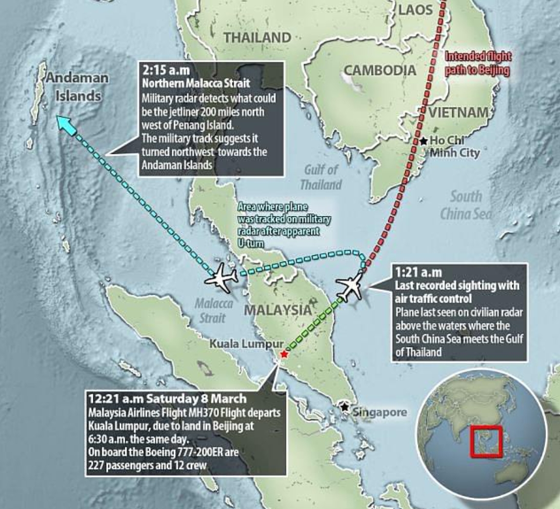 馬航MH370抑郁機長精心策劃飛行線路 避免留下墜機線索?