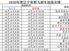 2020年度遼寧省招飛招生初選安排